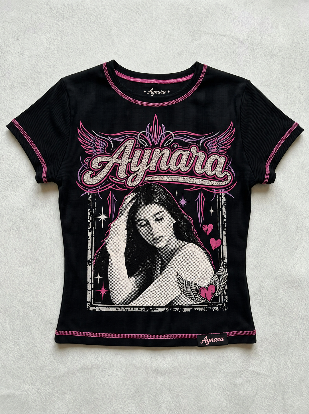 Aynara portrait baby tee — generated concept mockup