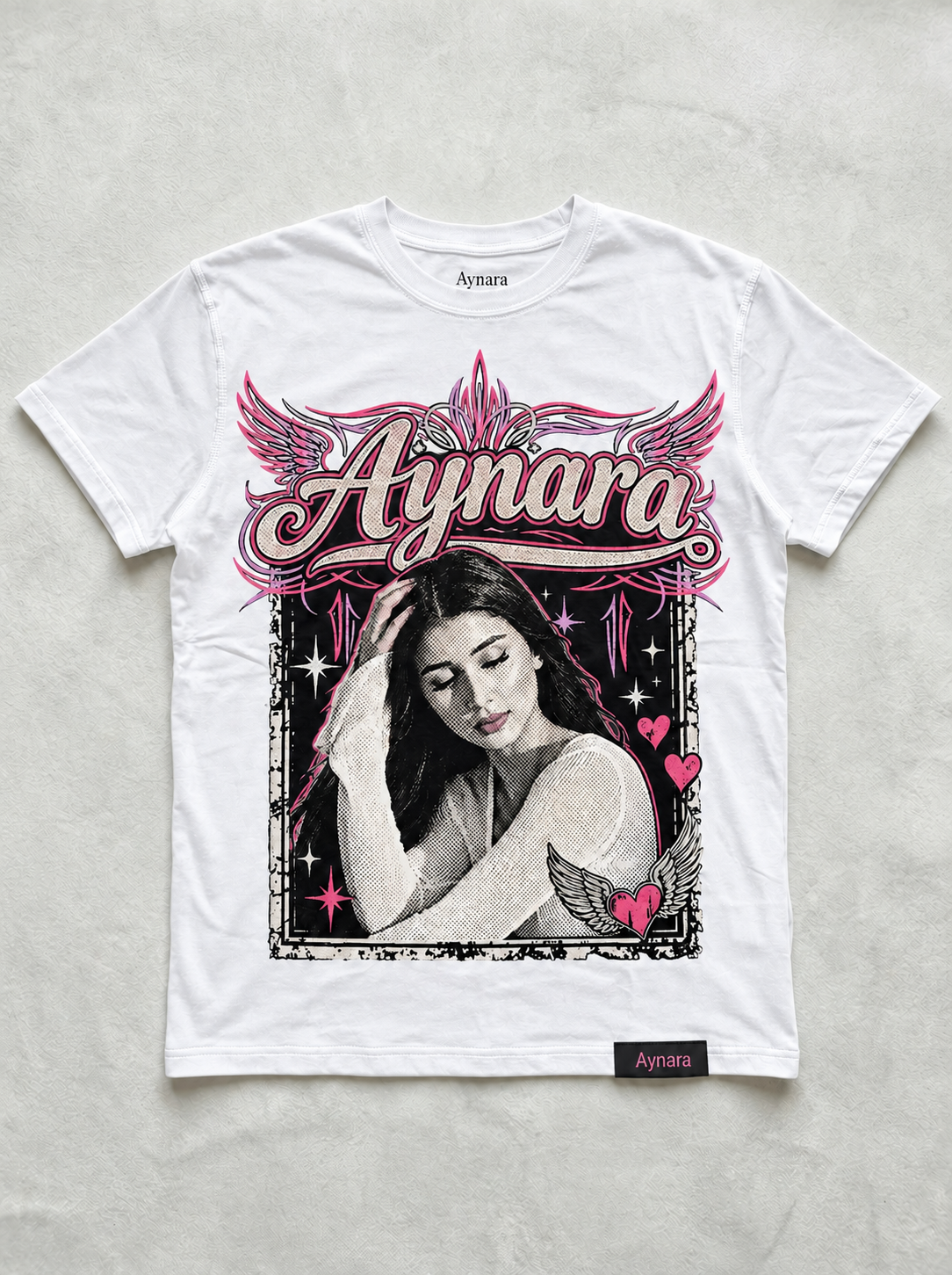 Aynara portrait tee · white — generated concept mockup