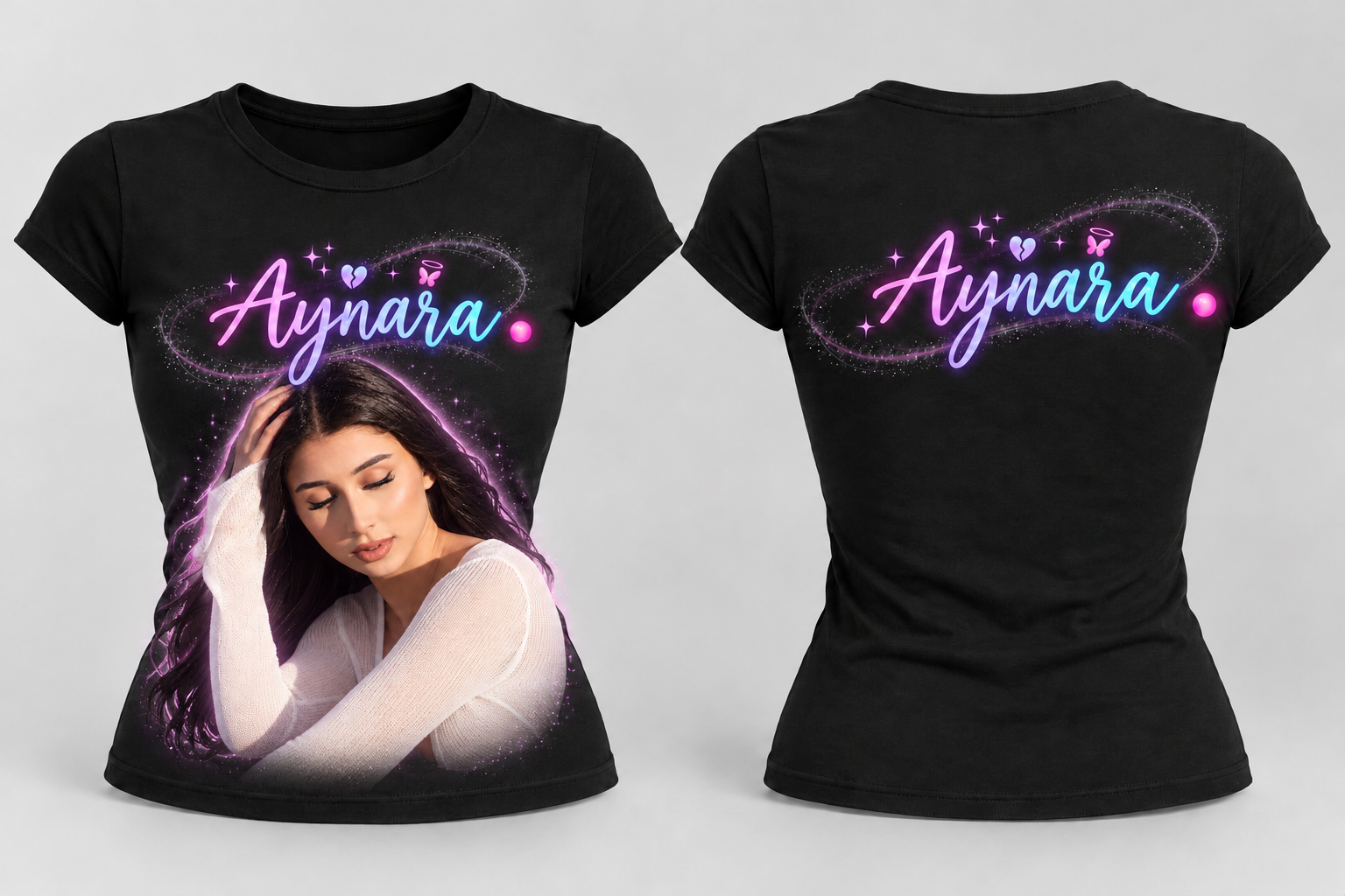 Aynara signature + portrait baby tee — generated concept mockup